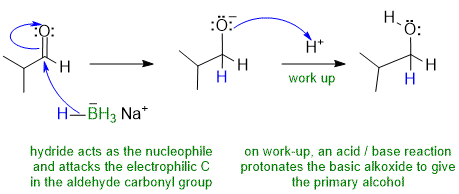 hydride reduction of an aldehyde