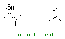 the structural features of an enol are a C=C with an -OH attached.